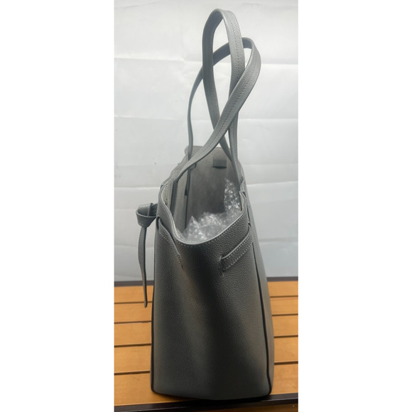 Auth CELINE Cabas Phantom Small With Belt Gray Soft grained calfskin - Picture 10 of 16